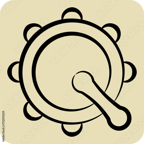 Icon Bodhran. related to Celtic symbol. hand drawn style. simple design editable. simple illustration