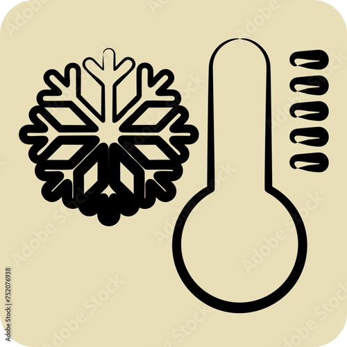 Icon Cold. related to Air Conditioning symbol. hand drawn style. simple design editable. simple illustration