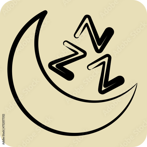 Icon Sleep Mood. related to Air Conditioning symbol. hand drawn style. simple design editable. simple illustration