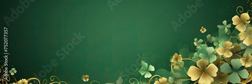 Happy Saint Patrick's day Green frame banner with shamrock clover, empty space for St. Patrick's Day, banner