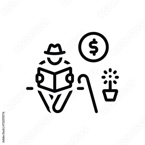 Black line icon for pensioner