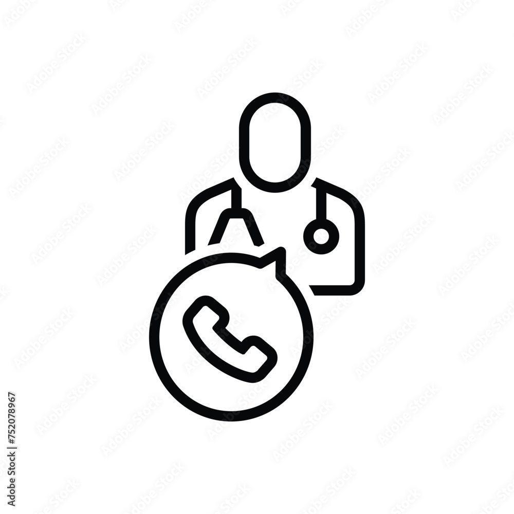 Black line icon for call the doctor Black line icon for call the doctor