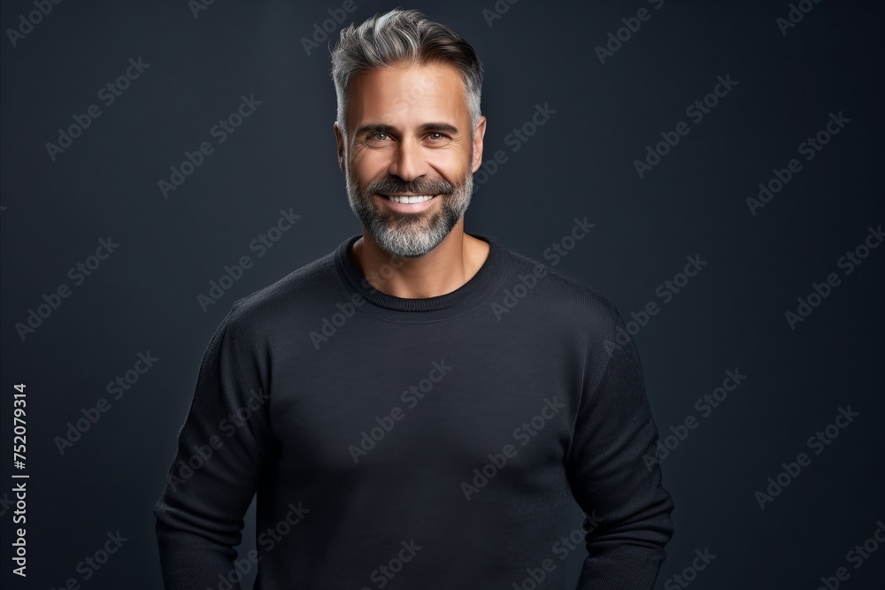 Portrait of a handsome middle-aged man in a black sweater.