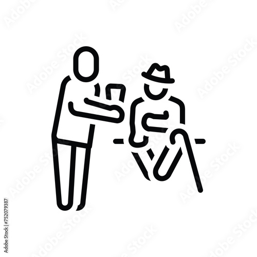 Black line icon for help