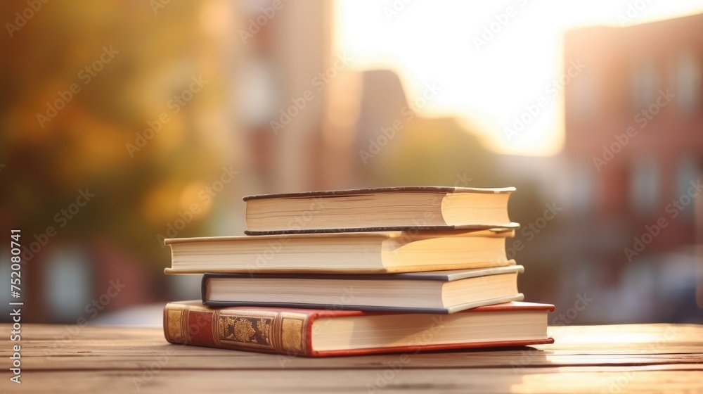 composition of many books, stack or pile of books on a wooden table, with copy space. composition of many books, stack or pile of books on a wooden table, with copy space.