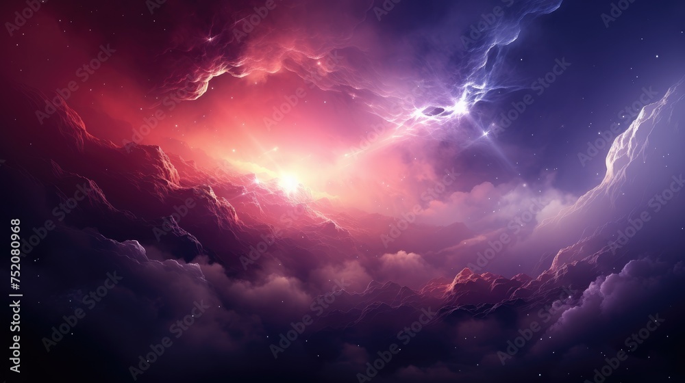 Space background with realistic nebula and shining stars. Colorful space with stardust and Milky Way. Magic color galaxy. Endless universe and starry night. banner. background - obrazy, fototapety, plakaty 
