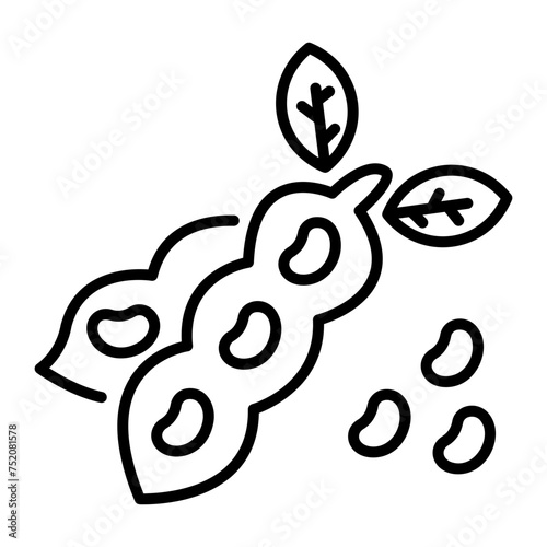 Easy to edit linear icon of soybeans 