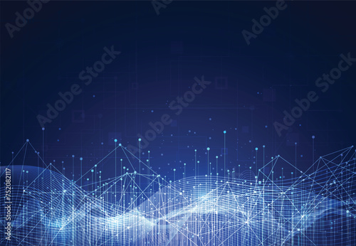 Big data visualization. Abstract technology innovation communication concept digital blue design background. Vector illustration