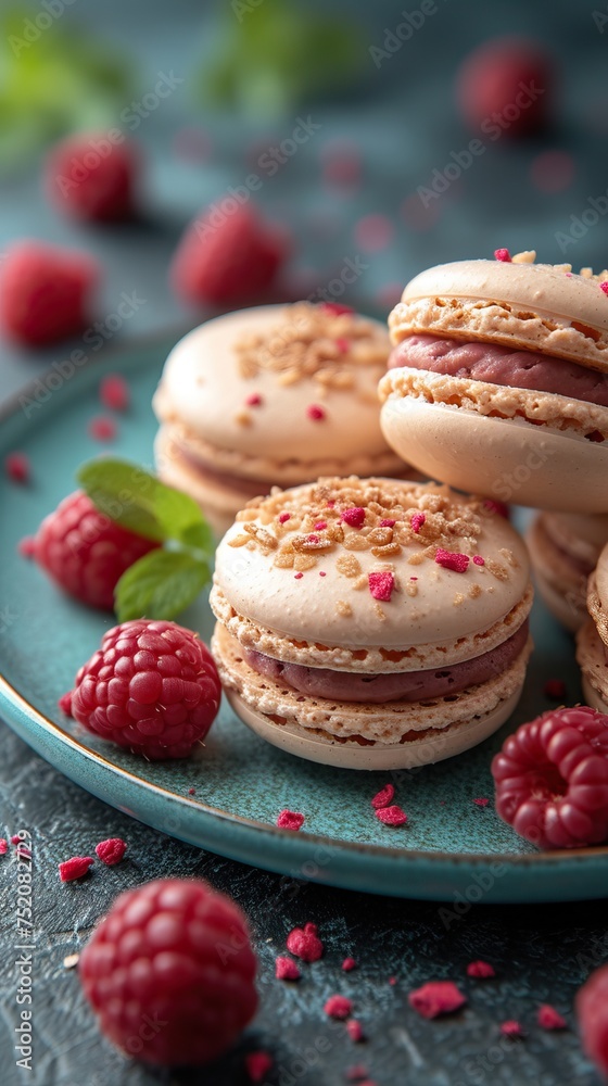 Macarons are small French cookies known for their crunchy coating and soft filling in the middle