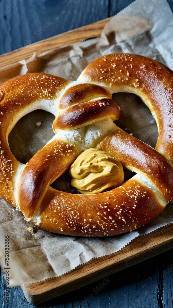 Fresh baked pretzel with space for text