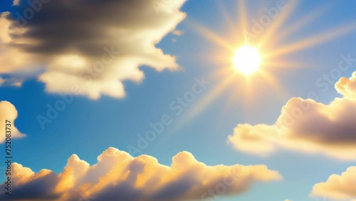 The blue sky and white clouds create a majestic landscape, their timeless dance captured in a stunning summer sky time-lapse.
