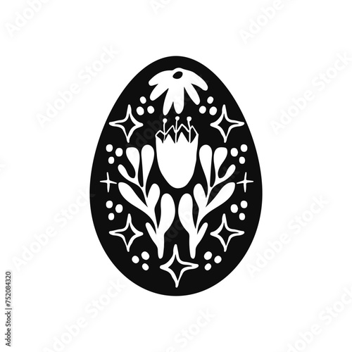 Black Linocut of Easter egg