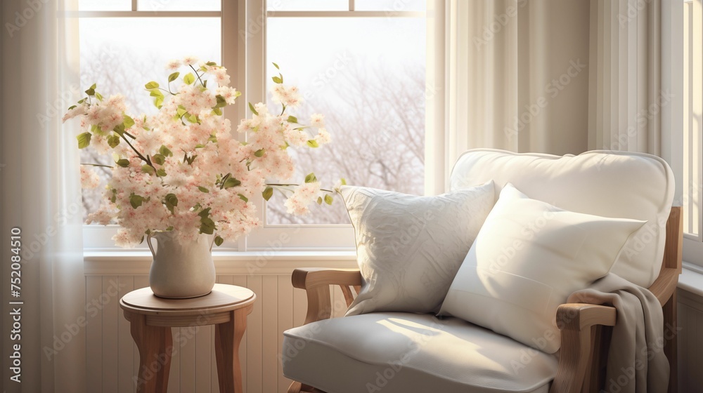 Comfortable pillows on the chair. Comfortable pillows on the chair.