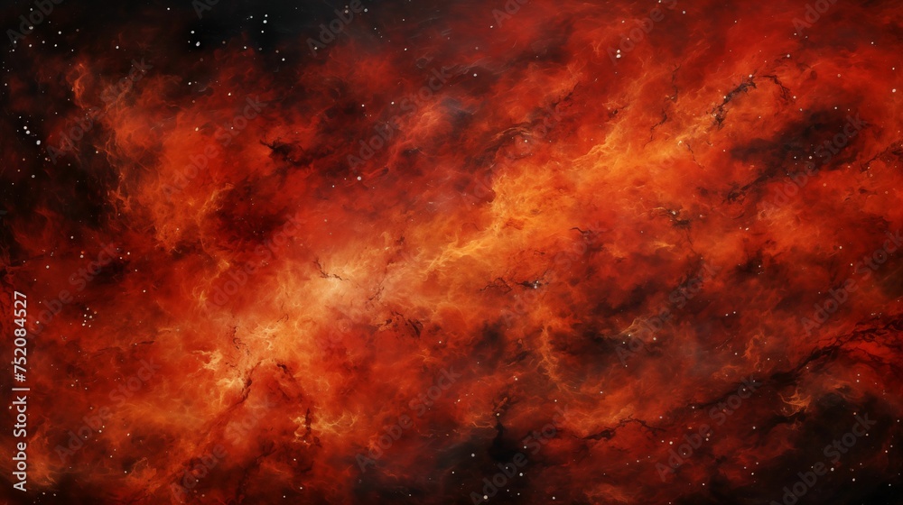 Cosmic expanse filled with red and yellow hues with a multitude of stars. - obrazy, fototapety, plakaty 
