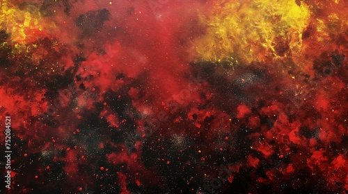 Cosmic expanse filled with red and yellow hues with a multitude of stars.