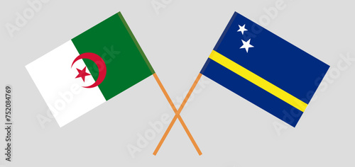 Crossed flags of Algeria and Country of Curacao. Official colors. Correct proportion