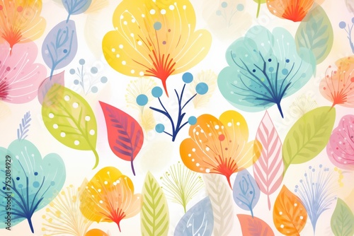 A burst of springtime freshness in a background adorned with a lively and vibrant leaf pattern  Generative AI