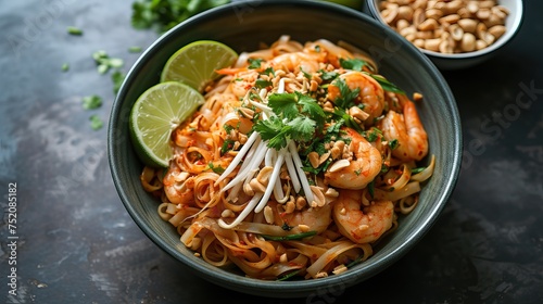 Pad Thai from Bangkok, Thailand, is a typical Thai fried noodle dish with a mixture of sour, sweet and spicy flavors