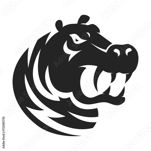 hippopotamus Logo template Isolated. Brand Identity. Abstract Vector graphic