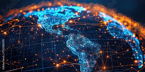 Digital globe showcasing vibrant global connections