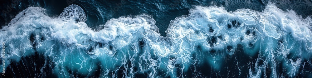 Dynamic painting of waves crashing violently on the ocean surface Dynamic painting of waves crashing violently on the ocean surface