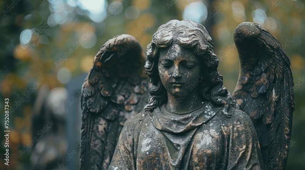Fototapeta premium Detailed view of an angel statue with intricate features