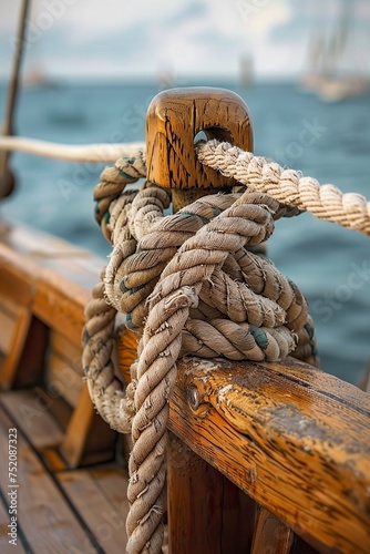 Close Up of Rope on Boat
