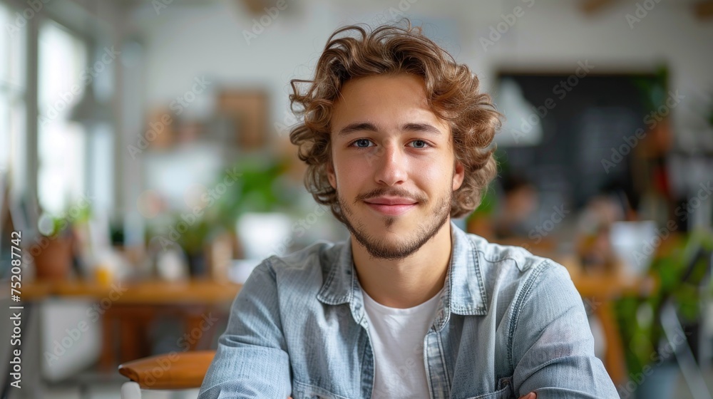 A man sitting at a table, arms crossed A man sitting at a table, arms crossed
