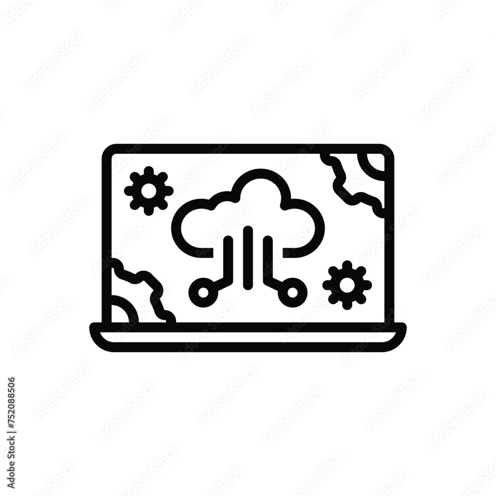 Black line icon for cloud computing Black line icon for cloud computing