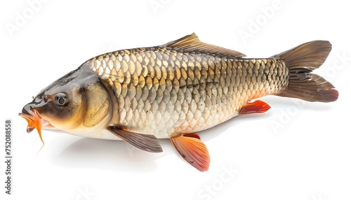 Fresh carp fish on white background © thiraphon