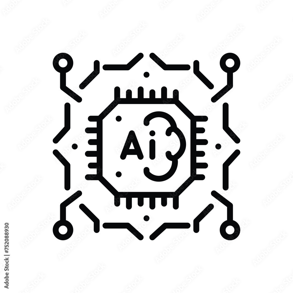 Black line icon for artificial intelligence Black line icon for artificial intelligence