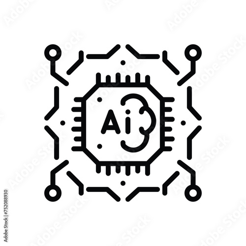 Black line icon for artificial intelligence