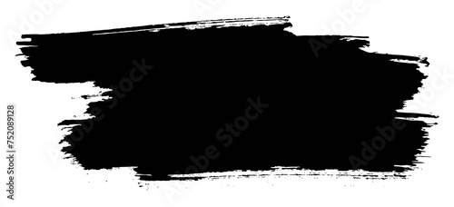 Hand painted black of paint texture isolated on transparent background