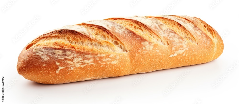 Freshly Baked Loaf of Bread on Clean White Background, Perfect for Bakery or Food Concepts Freshly Baked Loaf of Bread on Clean White Background, Perfect for Bakery or Food Concepts