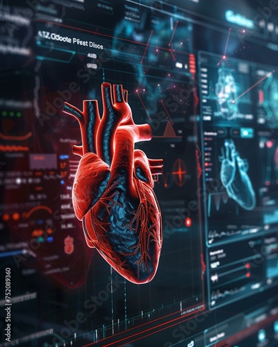 AI driven heart analysis tool in use with real time heart health data and predictive outcomes on a screen