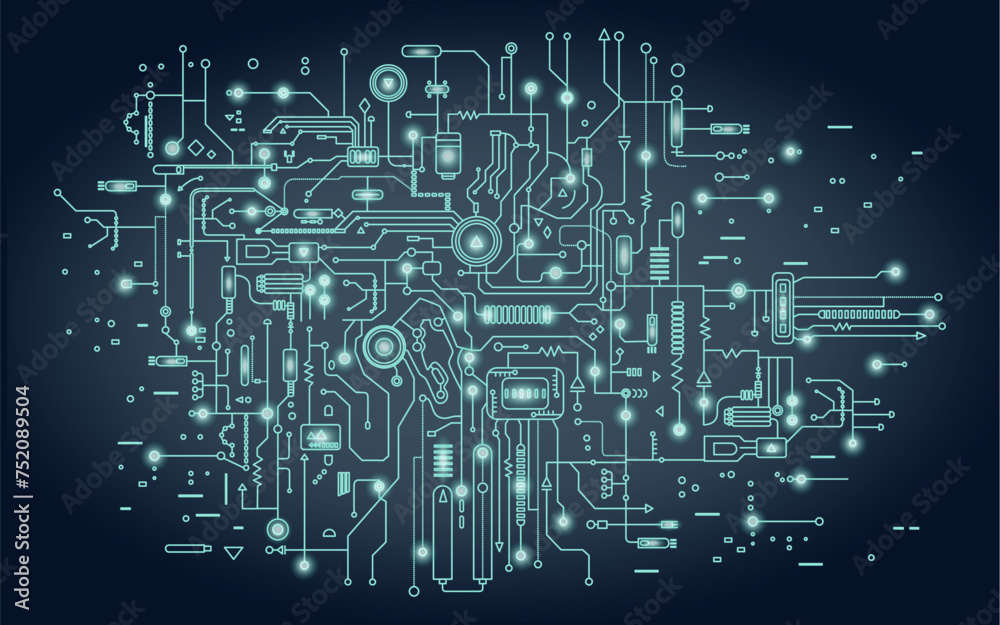 Circuit board illustration. Abstract technology background. Artificial intelligence concept. Circuit board illustration. Abstract technology background. Artificial intelligence concept.