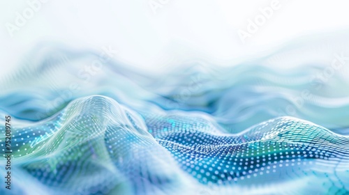 completely white background with some decent fractals of digital waves or forms with datapoints very subtle colors blue and green