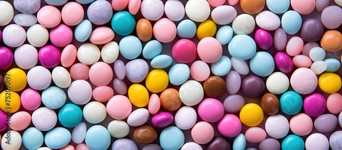 A Vibrant Assortment of Colorful Candy Eggs Piled Together in Sweet Confectionery Display