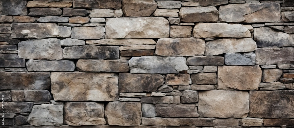 Rustic Stone Wall with Earthy Brown and Gray Tones, Perfect Background for Design Projects