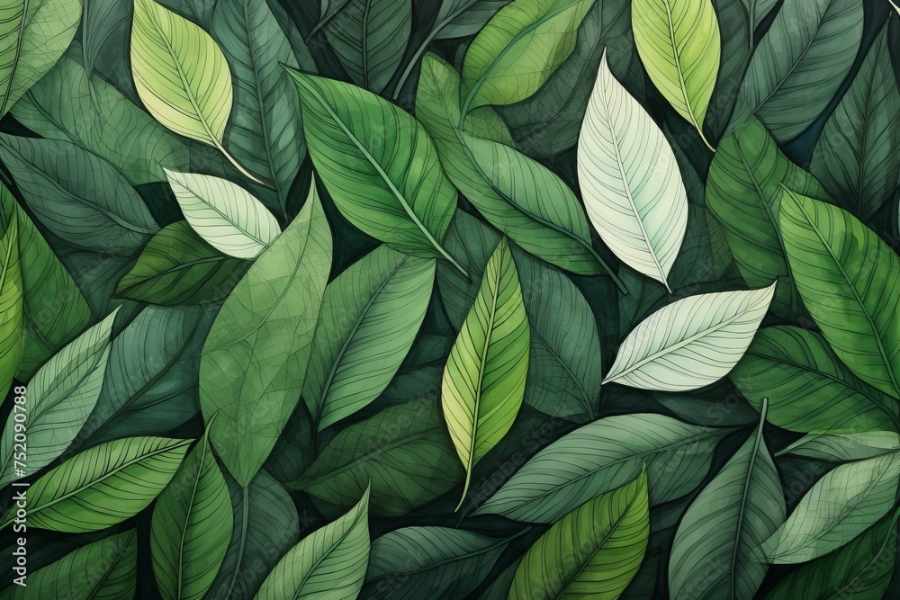 A harmonious blend of leaves forming an intricate pattern, bringing a touch of nature to the background, Generative AI