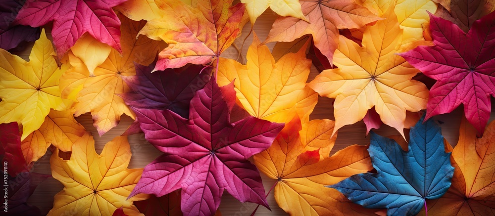 Vibrant Autumn Foliage: A Tapestry of Colorful Leaves in Fall Season Forest