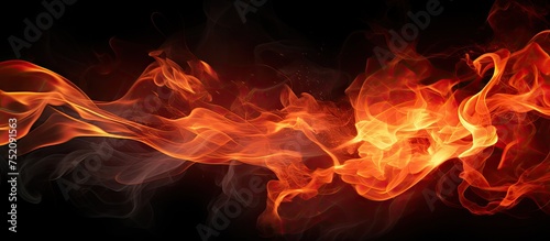 Intense Inferno: Abstract Fire Flames Dance on Mysterious Black Background