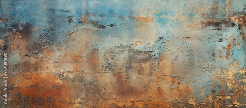 Vibrant Rust Wall Featuring a Stunning Fusion of Blue and Orange Paint © vxnaghiyev