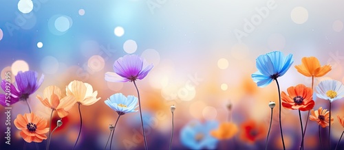 Vibrant Blooms in a Blue Ha...