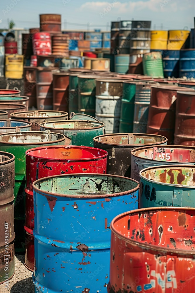 Rows of Barrels Resting on Ground Rows of Barrels Resting on Ground