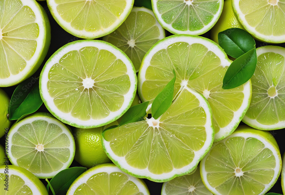 top view of slices of green lemon