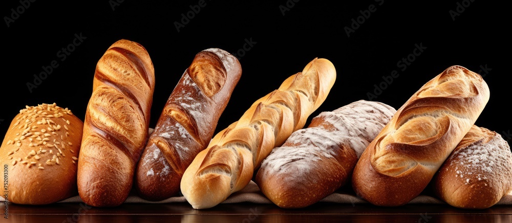 Assortment of Freshly Baked Artisan Italian Loaves in Close-up View