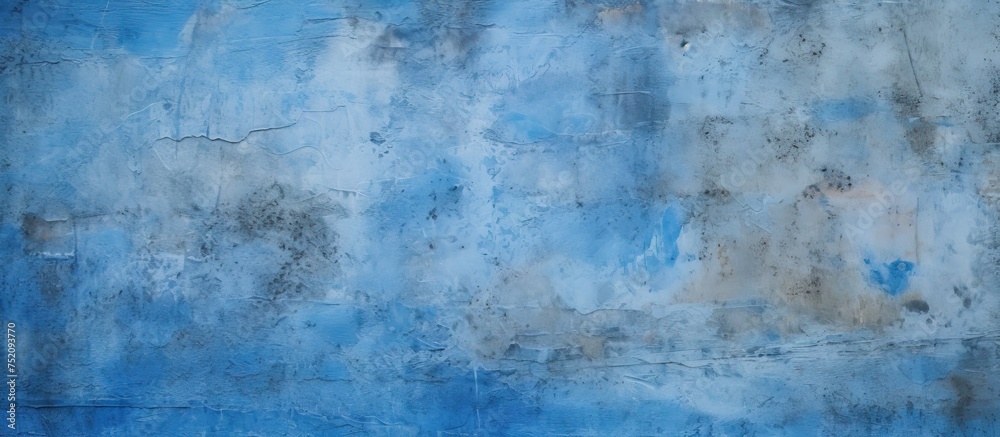 Modern Blue Concrete Wall with Abstract White and Black Painting Modern Blue Concrete Wall with Abstract White and Black Painting