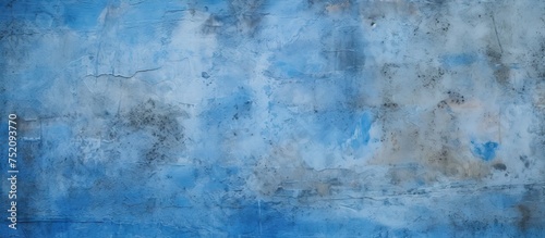 Modern Blue Concrete Wall with Abstract White and Black Painting © vxnaghiyev