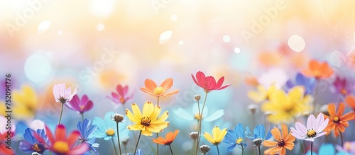 Vibrant Floral Display in Blurry Background for Colorful and Cheerful Wallpapers